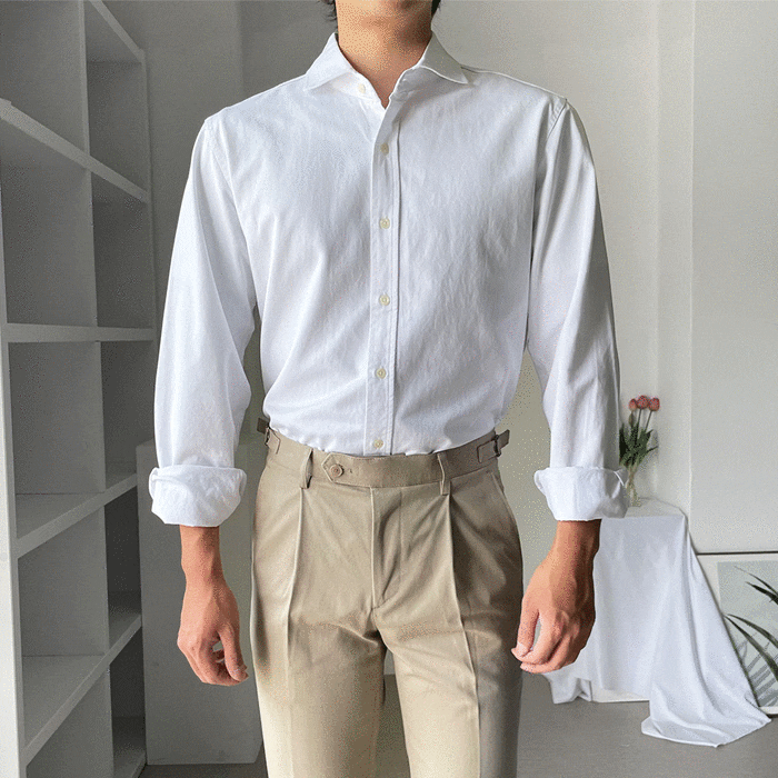 데님코튼 와이드 남자 고급셔츠 - 3color
